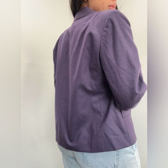Givenchy Eggplant Purple 100% Wool Cropped Boxy Blazer Double Breast Size S - Picture 7 of 16